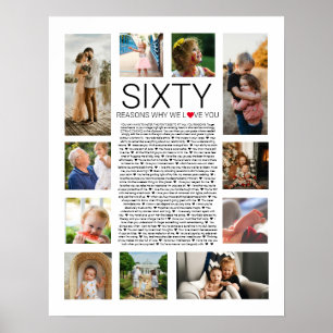 60 reasons why we love you photo collage poster