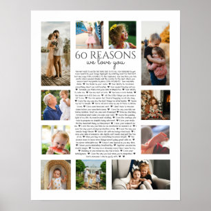 60 reasons why we love you photo collage poster