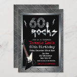 60 Rocks Rockstar Guitar 60th Birthday Invitation<br><div class="desc">60 Rocks Rockstar Electric Guitar Metal Metallic Silver Glitter 60th Surprise Birthday Invitation</div>