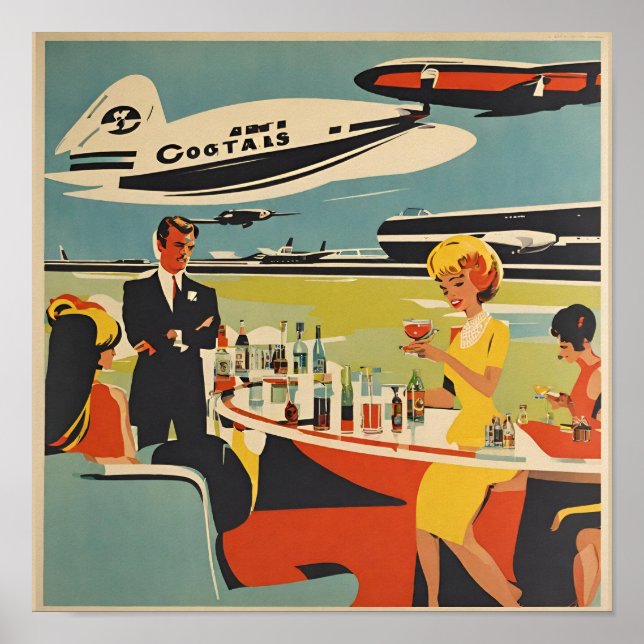 60’s airport poster, cocktails poster (Front)