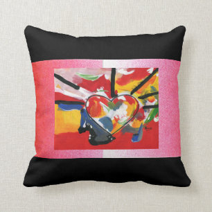 60"s Peter Max art style heart Pillow