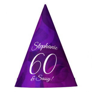 60 & Sassy Elegant Purple Birthday Party Hat