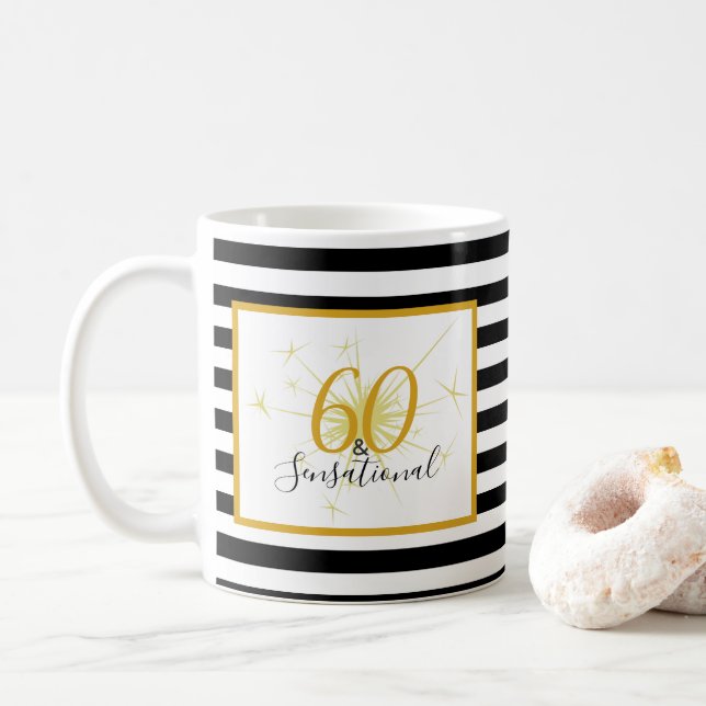 60 & SENSATIONAL 60th Birthday Gift Mug (With Donut)