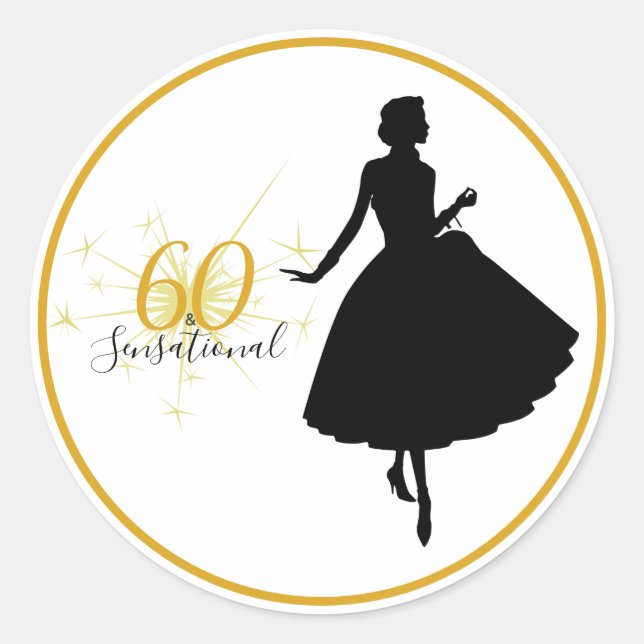 60 & SENSATIONAL 60th Birthday Gift Sticker (Front)