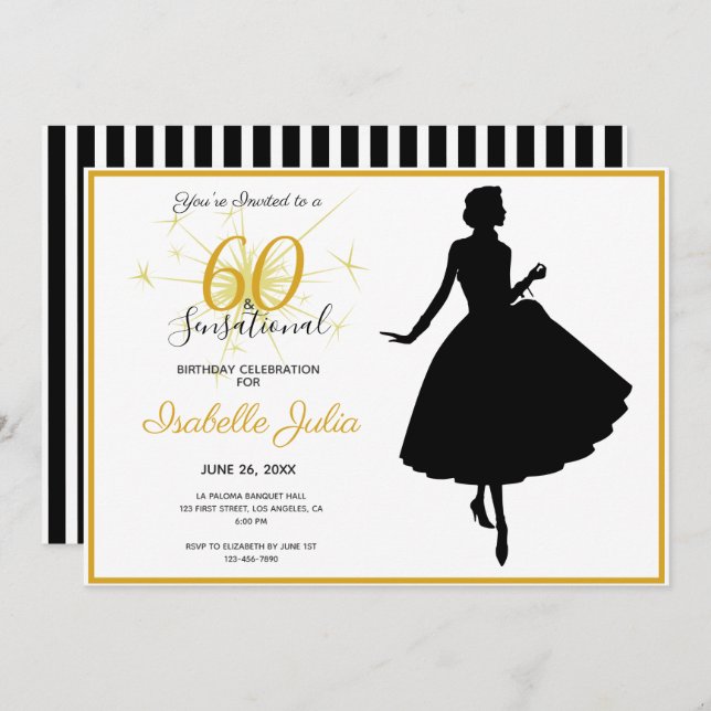 60 & SENSATIONAL 60th Birthday Invitation (Front/Back)