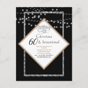 60 & Sensational LIghts Birthday Party Invitation Postcard