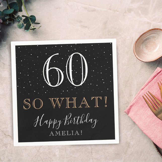 60 So what Funny Black Elegant 60th Birthday Party Napkin (Creator Uploaded)