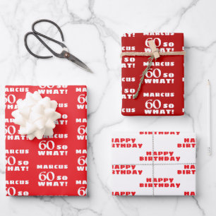60 so what Funny Quote Typography 60th Birthday Wrapping Paper Sheet