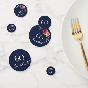 60 So What Watercolor Rose Floral 60th Birthday Confetti