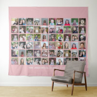 60 Square Photo Collage with Text - blush pink