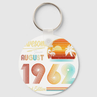 60 th Birthday Gift 60 Years Old Awesome Since Aug Key Ring