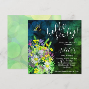 60 th birthday wildflower watercolor  invitation