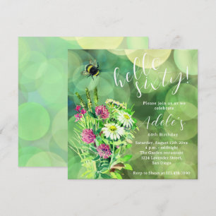 60 th birthday wildflower watercolor  invitation