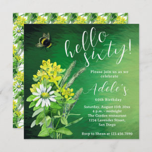 60 th birthday wildflower watercolor invitation