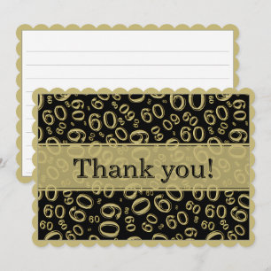 60 "Thank you!" Black/Gold Number Pattern Thank You Card