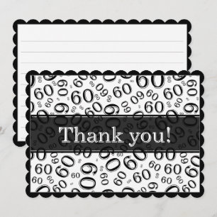 60 "Thank you!" Black/White Number Pattern Thank You Card