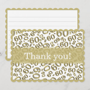 60 "Thank you!" Gold/White Number Pattern Thank You Card