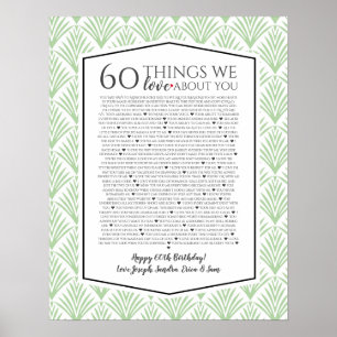 60 things we love about you Art Deco fan 1920 Poster