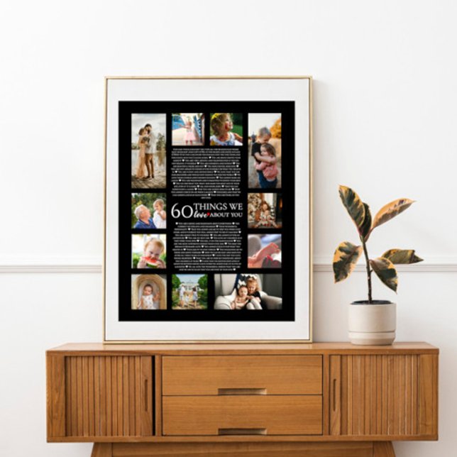 60 things we love about you birthday photo collage poster (Creator Uploaded)