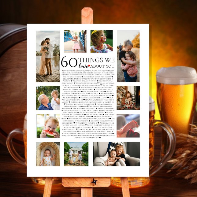 60 things we love about you photo collage birthday poster (Creator Uploaded)
