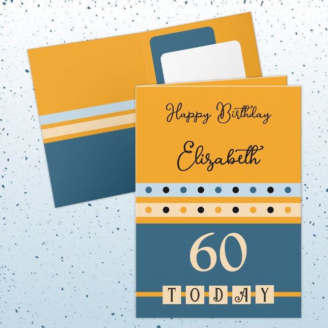 60 today orange blue 60th birthday card (Creator Uploaded)