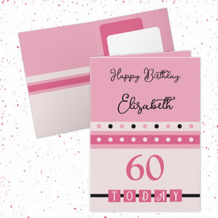 60 today pink black 60th birthday card