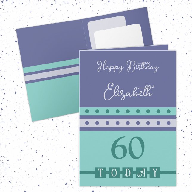 60 today purple green 60th birthday card (Creator Uploaded)