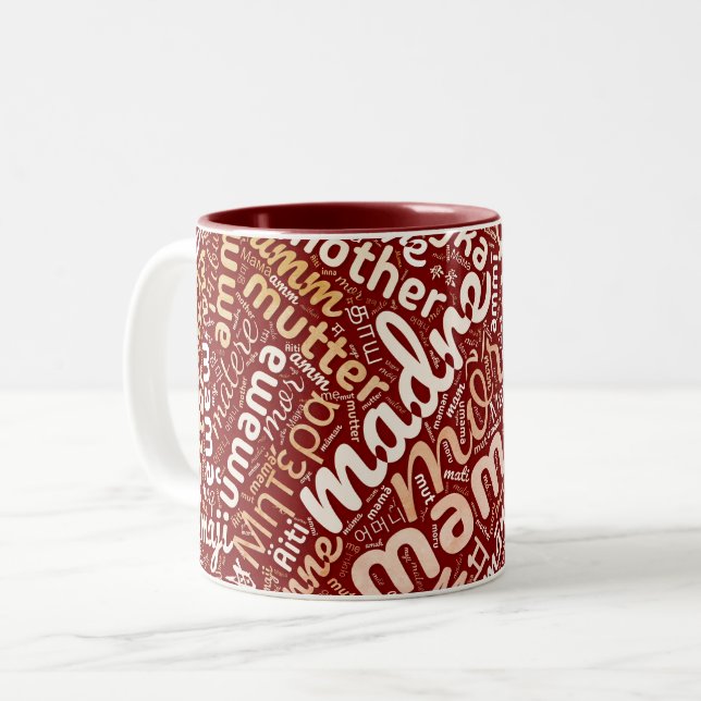60 Words for 'Mother' in Different Languages Two-Tone Coffee Mug (Front Left)