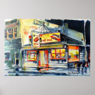 60"x40" Red Hot Ranch Chicago Watercolor Poster