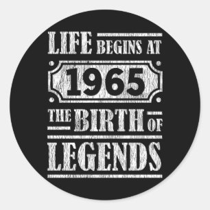 60 Year Old 1965 Birth Legend 60th Birthday Gift Classic Round Sticker
