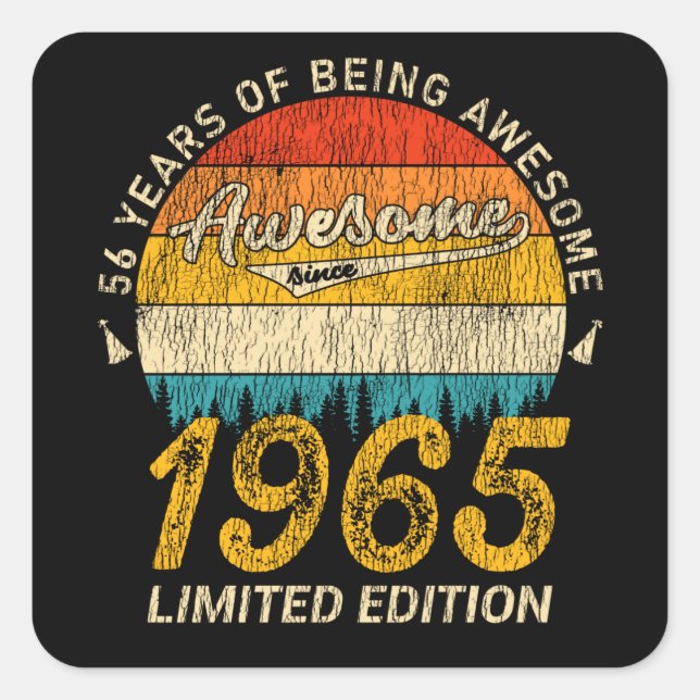 60 Year Old 1965 Retro Awesome 60th Birthday Gift Square Sticker (Front)