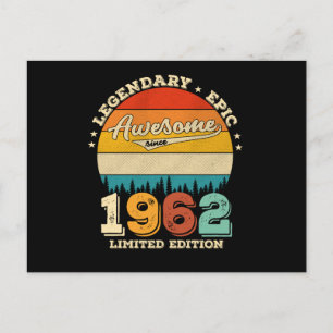 60 Year Old Awesome Since 1962 60th Birthday Gift Postcard