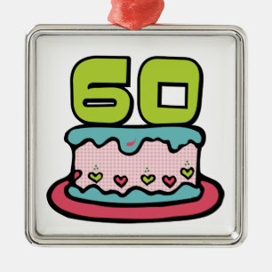 60 Year Old Birthday Cake Metal Tree Decoration