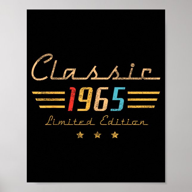 60 Year Old Gift Clic 1965 Limited Edition 60th Bi Poster (Front)