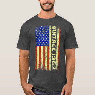 60 Year Old Gifts Vintage 1962 American Flag 60th  T-Shirt