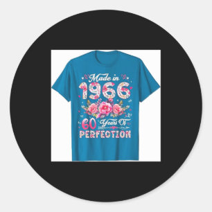 60 Year Old Made in 1966 Floral 60th Birthday Classic Round Sticker