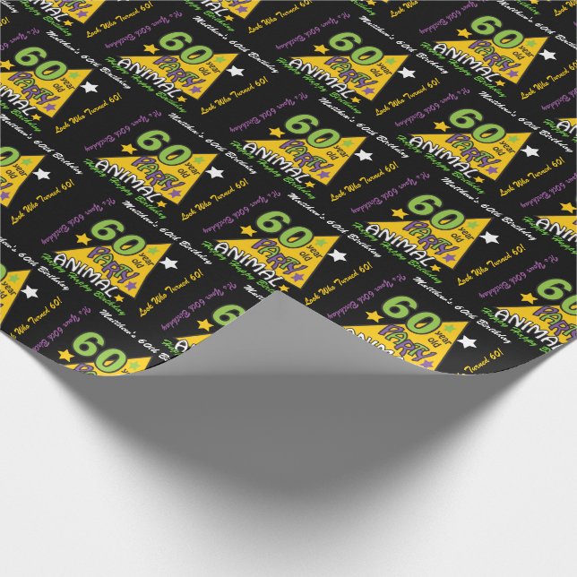 60 Year Old Party Animal - 60th Birthday Wrapping Paper (Corner)