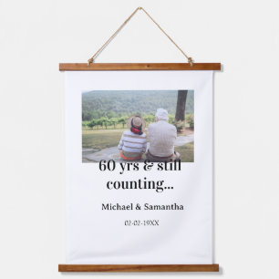 60 years anniversary still counting photo name dat hanging tapestry