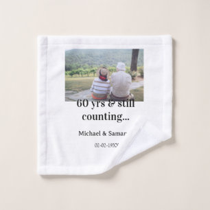 60 years anniversary still counting photo name dat wash cloth