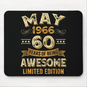 60 years awesome vintage may 1966 60th birthday mouse pad
