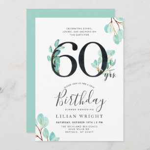 60 Years Growing   60th Birthday   Eucalyptus Invitation