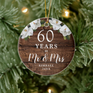 60 Years Married Personalised Wedding Anniversary Ceramic Ornament