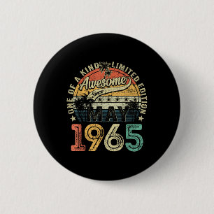 60 Years Old Awesome Since May 1965 60th Birthday 6 Cm Round Badge