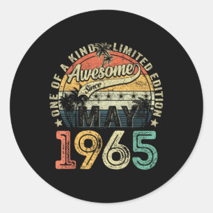 60 Years Old Awesome Since May 1965 60th Birthday Classic Round Sticker