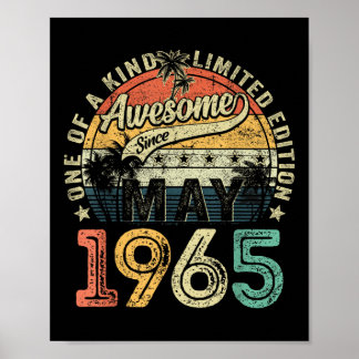 60 Years Old Awesome Since May 1965 60th Birthday Poster