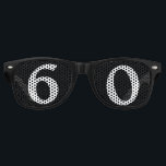 60 Years Old Birthday Party Sunglasses<br><div class="desc">60 years old birthday sun glasses. Black with white text.</div>