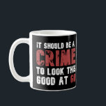 60 Years Old Funny 60th Birthday Distressed Coffee Mug<br><div class="desc">Looking for a funny and unique gift for a friend or family member celebrating their 60th birthday? Look no further than this hilarious design featuring the cheeky slogan, "It should be a crime to look this good at 60." Whether you're buying this for yourself or as a gift for a...</div>