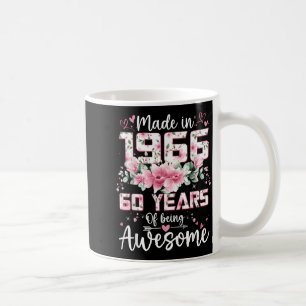 60 Years Old Gifts Women Made in 1966 Floral 60th Coffee Mug