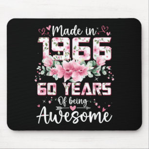 60 Years Old Women Made in 1966 Floral 60th Mouse Pad