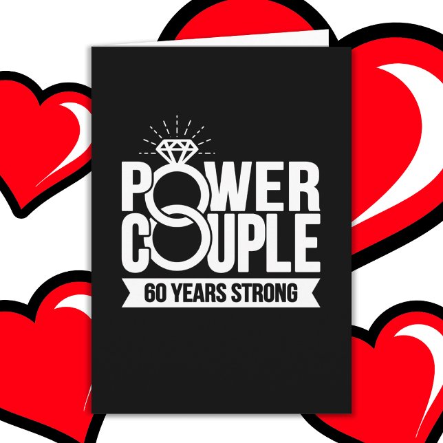 60 Years Strong Power Couple Cute 60th Anniversary Card (Creator Uploaded)